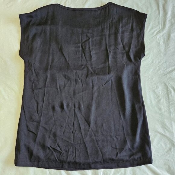 Diane Von Furstenberg Top Womens US 6 Black Gold Lace Silk SS Whimsigoth Boho - Picture 12 of 12